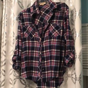 Red white and blue plaid shirt